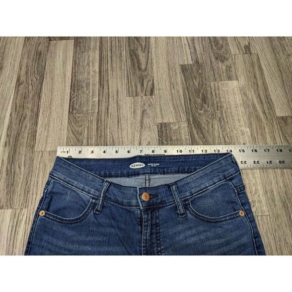 (3/$35) Old Navy Womens Size 4 Super Skinny Mid Rise Whiskered Denim Blue Jeans - Picture 6 of 10